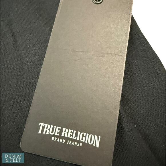 True Religion HS Logo Graphic Black Short Sleeve Crewneck Tee Shirt Size L NEW - Picture 5 of 6